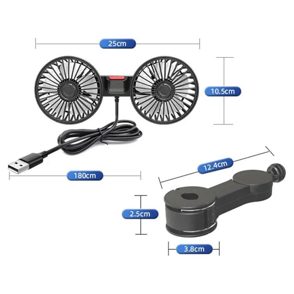 Car Seat Back Cooling Fan USB Charge Dual Head Fan 360 Degree Rotation Auto Headrest Ventilation Fan Neck Cooler for Vehicle SUV