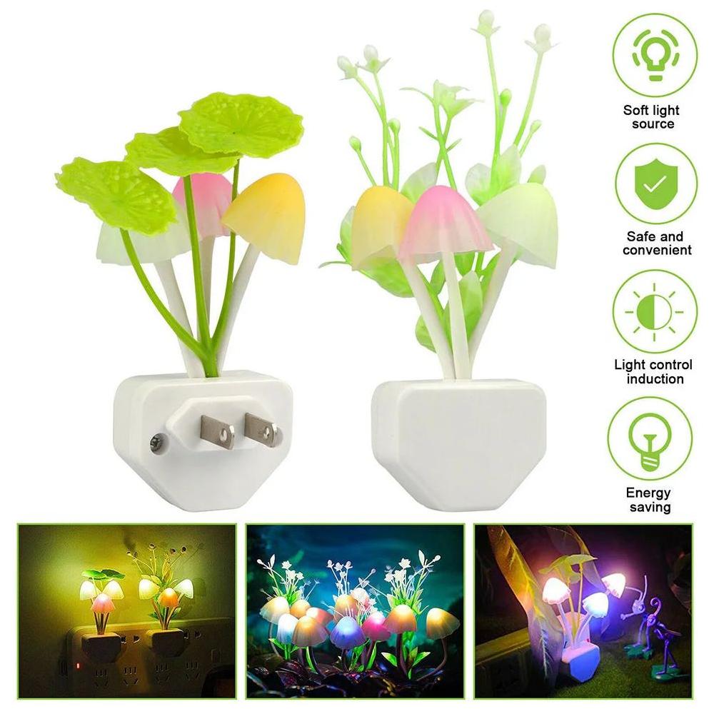 Light Controlled Dream Mushroom 7 Color LED Night Light Novelty Night Light EU&US Plug Induction Mushroom Night Lamp 220V