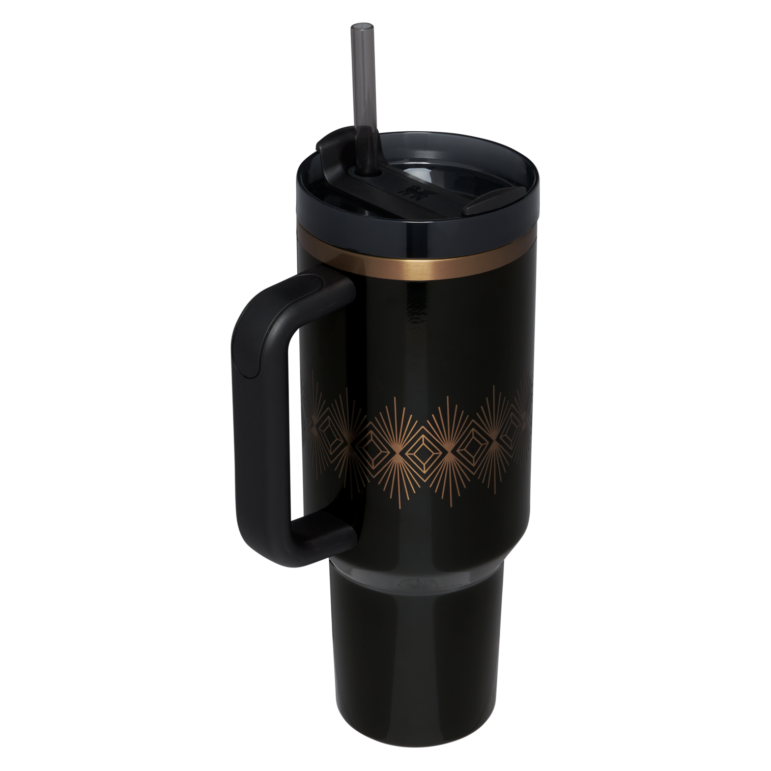 Deco Collection Quencher H2.0 FlowState Tumbler 40oz Black Gloss Stanley - High-quality image showcasing design and features