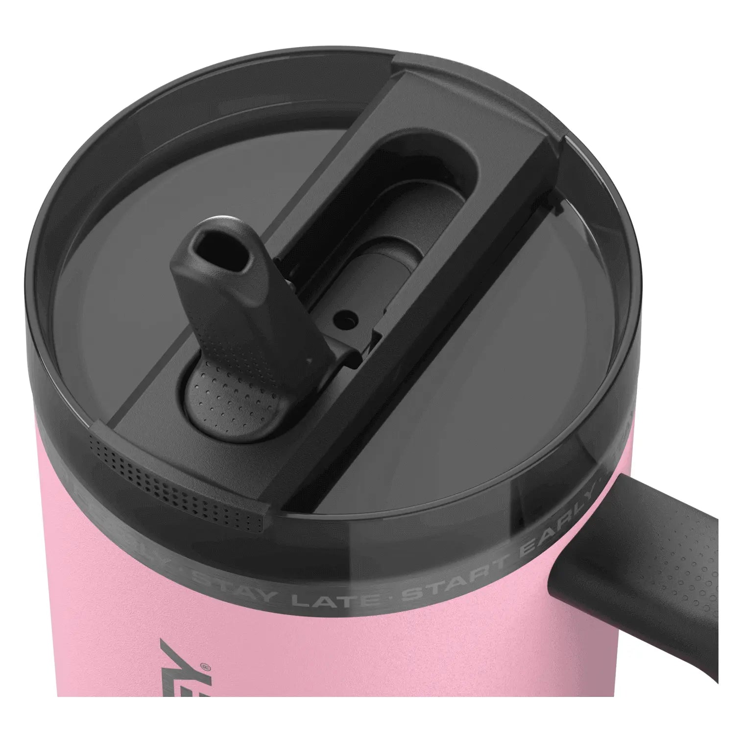 Close-up of the ProTour Flip Straw lid on Messi x Stanley tumbler