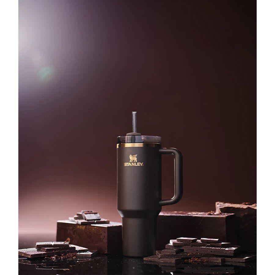Stanley Chocolate Gold tumbler styled with chocolate blocks