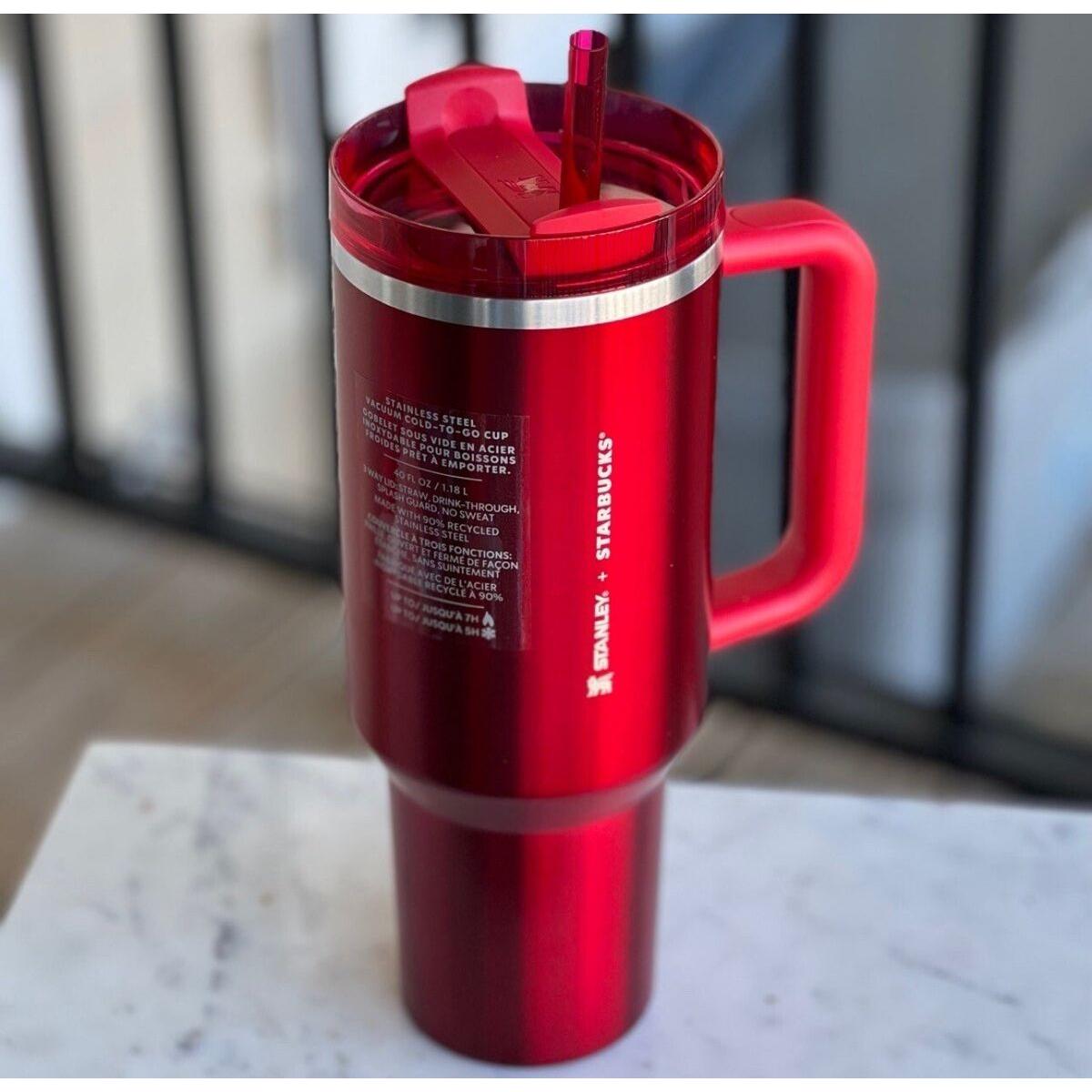 Top lid view of red Stanley x Starbucks 40oz tumbler