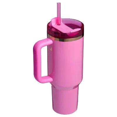 large pink stainless tumbler with lid